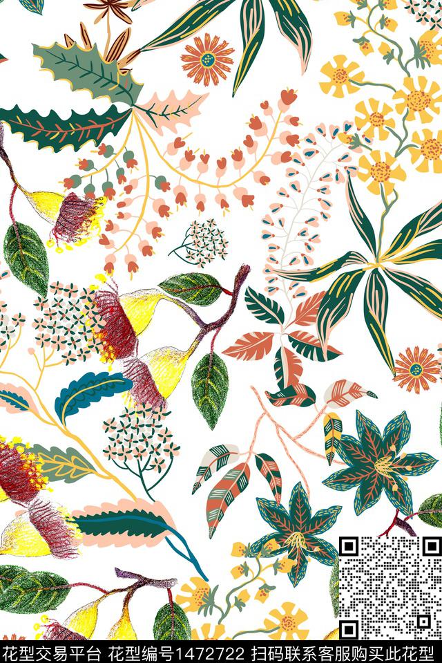 大牌风植物热带华亿平台传统印花华亿平台下载（图片编号: 1472722） - 瓦栏（Walan）