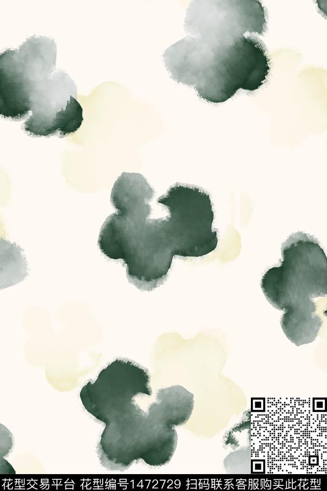 绿色简约抽象花卉数码印花华亿平台下载（图片编号: 1472729） - 瓦栏（Walan）