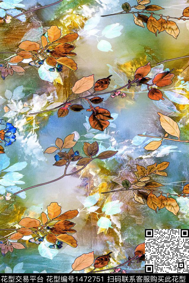 数码华亿平台女装花卉数码印花华亿平台下载（图片编号: 1472751） - 瓦栏（Walan）