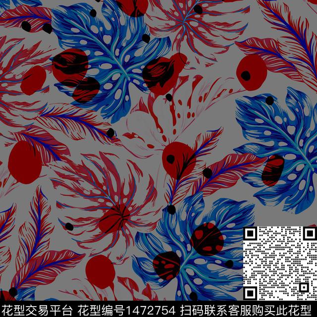 绿植树叶数码华亿平台花卉数码印花华亿平台下载（图片编号: 1472754） - 瓦栏（Walan）