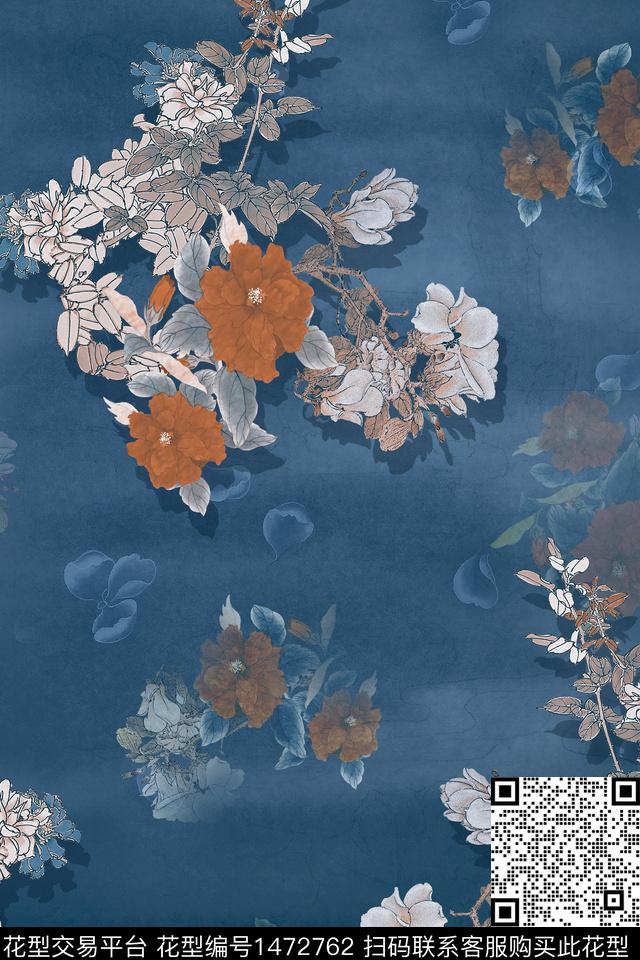 中国风香云纱复古旗袍华亿平台数码印花华亿平台下载（图片编号: 1472762） - 瓦栏（Walan）