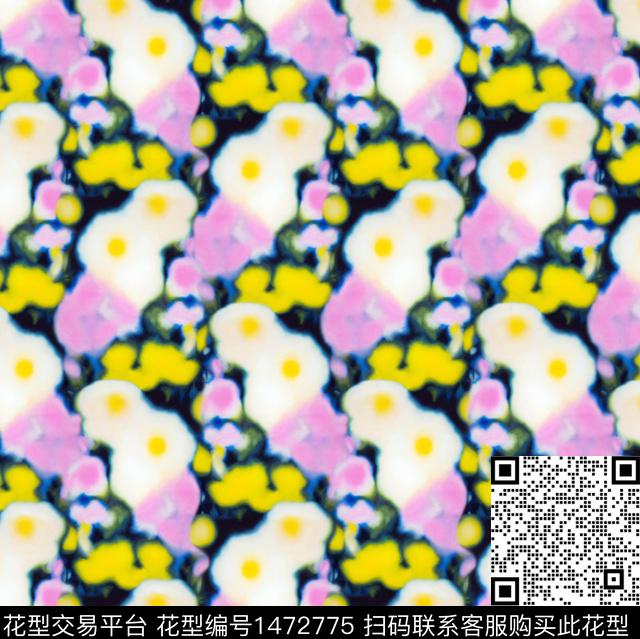 小碎花手绘花卉蜡笔画数码印花华亿平台下载（图片编号: 1472775） - 瓦栏（Walan）