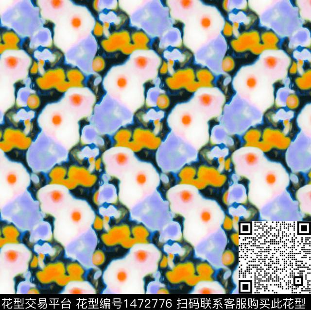 小碎花手绘花卉蜡笔画数码印花华亿平台下载（图片编号: 1472776） - 瓦栏（Walan）