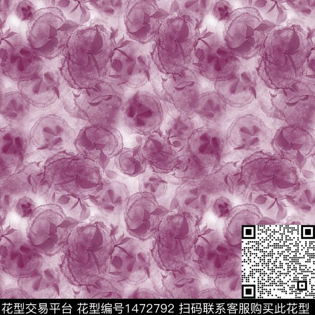 肌理抽象水彩花卉数码印花华亿平台下载（图片编号: 1472792） - 瓦栏（Walan）