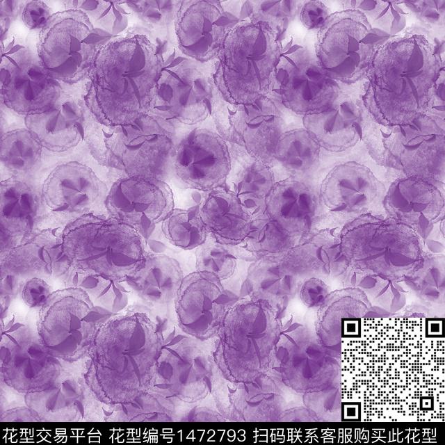 肌理抽象水彩花卉数码印花华亿平台下载（图片编号: 1472793） - 瓦栏（Walan）