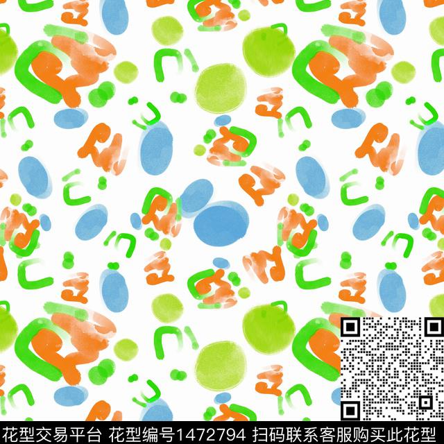 肌理抽象水彩花卉数码印花华亿平台下载（图片编号: 1472794） - 瓦栏（Walan）