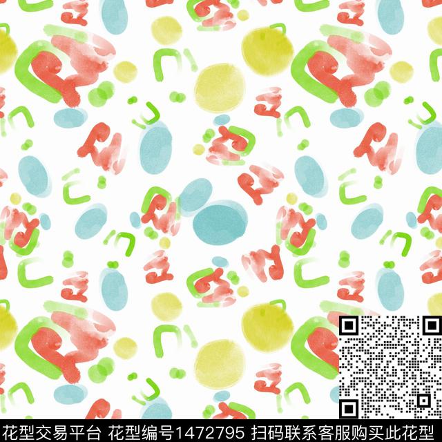 肌理抽象水彩花卉数码印花华亿平台下载（图片编号: 1472795） - 瓦栏（Walan）
