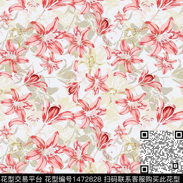 花卉大牌风小碎花传统印花华亿平台下载（图片编号: 1472828） - 瓦栏（Walan）