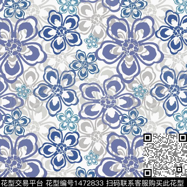 花卉大牌风小碎花传统印花华亿平台下载（图片编号: 1472833） - 瓦栏（Walan）