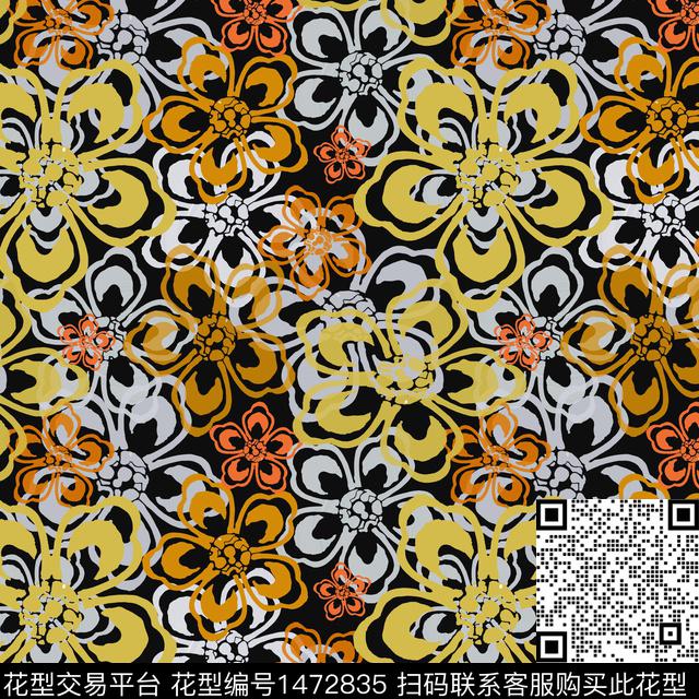 花卉大牌风小碎花传统印花华亿平台下载（图片编号: 1472835） - 瓦栏（Walan）
