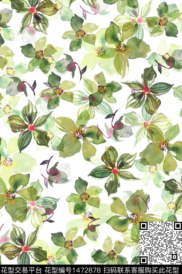 绿植树叶花卉大牌风数码印花华亿平台下载（图片编号: 1472878） - 瓦栏（Walan）