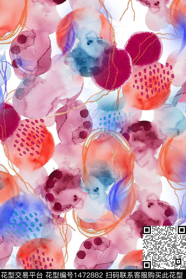 肌理抽象真丝数码印花华亿平台下载（图片编号: 1472882） - 瓦栏（Walan）