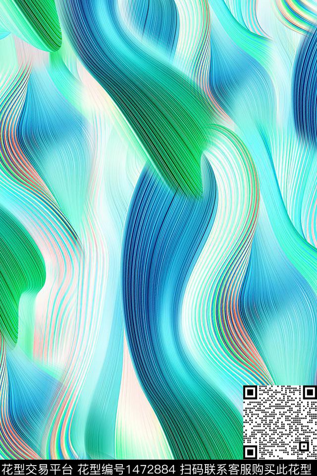 肌理抽象真丝数码印花华亿平台下载（图片编号: 1472884） - 瓦栏（Walan）