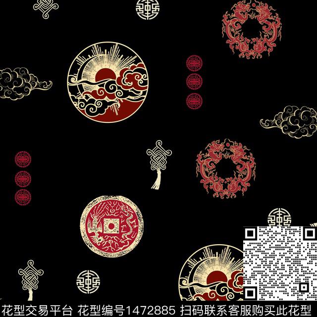 唐装复古中老年数码印花华亿平台下载（图片编号: 1472885） - 瓦栏（Walan）