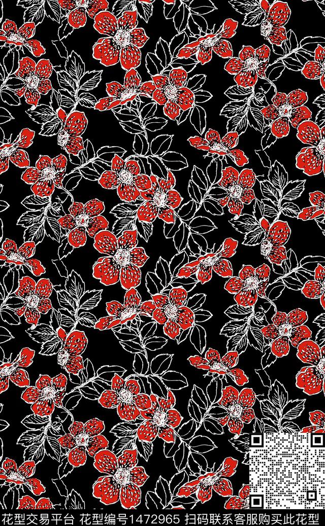 花卉春夏华亿平台小碎花数码印花华亿平台下载（图片编号: 1472965） - 瓦栏（Walan）