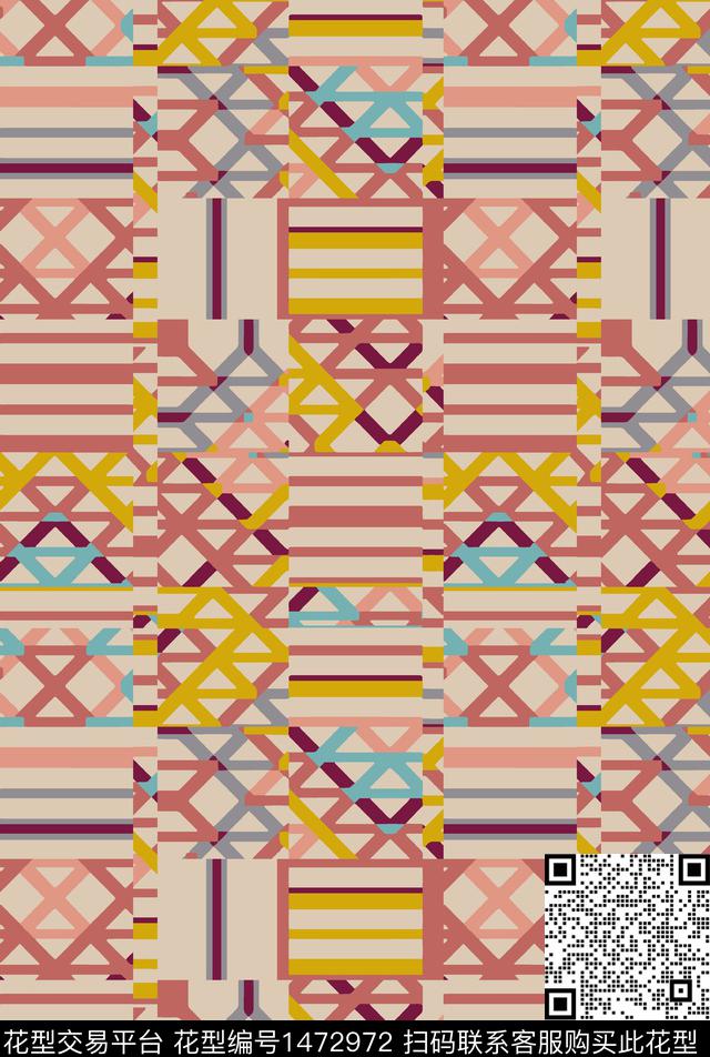 格子几何女装传统印花华亿平台下载（图片编号: 1472972） - 瓦栏（Walan）