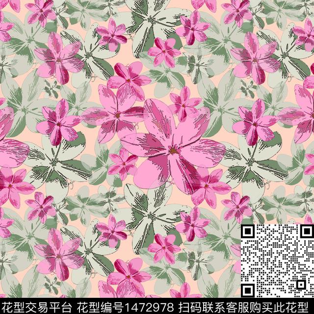 花卉大牌风小碎花传统印花华亿平台下载（图片编号: 1472978） - 瓦栏（Walan）