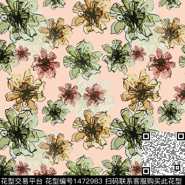 花卉大牌风小碎花数码印花华亿平台下载（图片编号: 1472983） - 瓦栏（Walan）