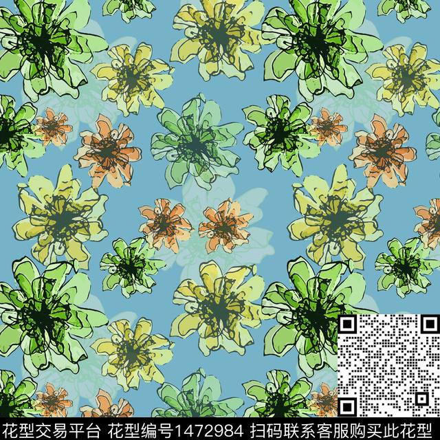 花卉大牌风小碎花数码印花华亿平台下载（图片编号: 1472984） - 瓦栏（Walan）