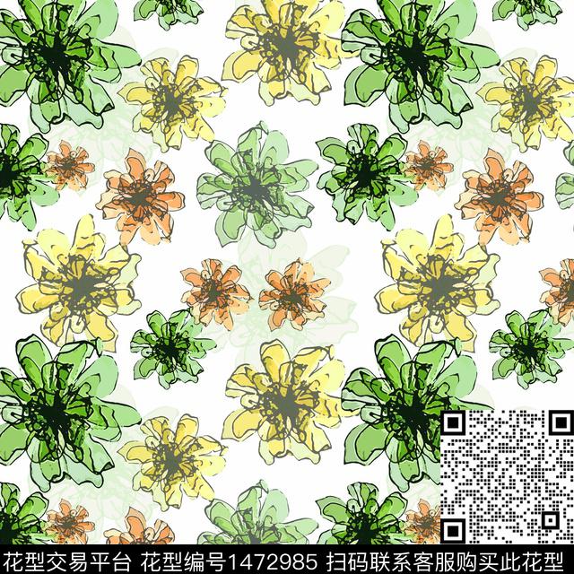 花卉大牌风小碎花数码印花华亿平台下载（图片编号: 1472985） - 瓦栏（Walan）