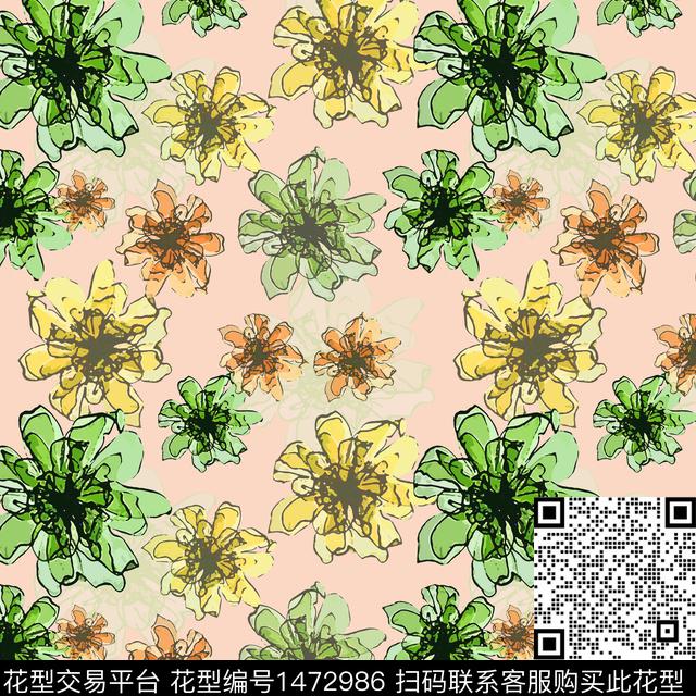 花卉大牌风小碎花数码印花华亿平台下载（图片编号: 1472986） - 瓦栏（Walan）