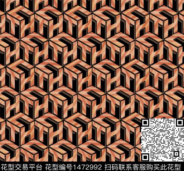 黑底花卉字母时尚传统印花华亿平台下载（图片编号: 1472992） - 瓦栏（Walan）