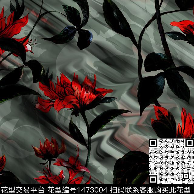 绿植树叶数码华亿平台花卉数码印花华亿平台下载（图片编号: 1473004） - 瓦栏（Walan）