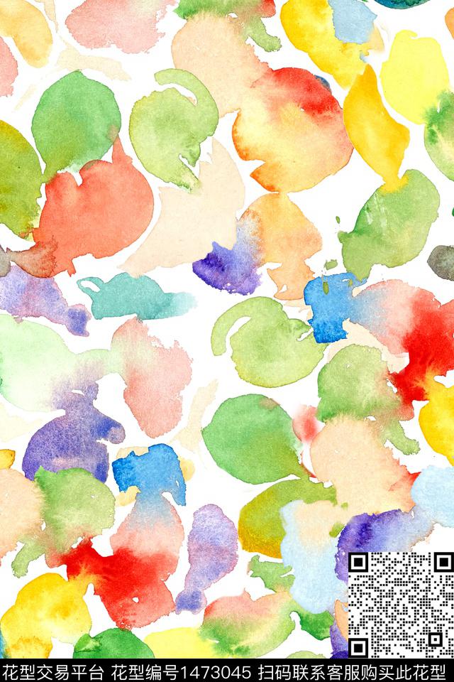 水彩肌理笔触数码印花华亿平台下载（图片编号: 1473045） - 瓦栏（Walan）