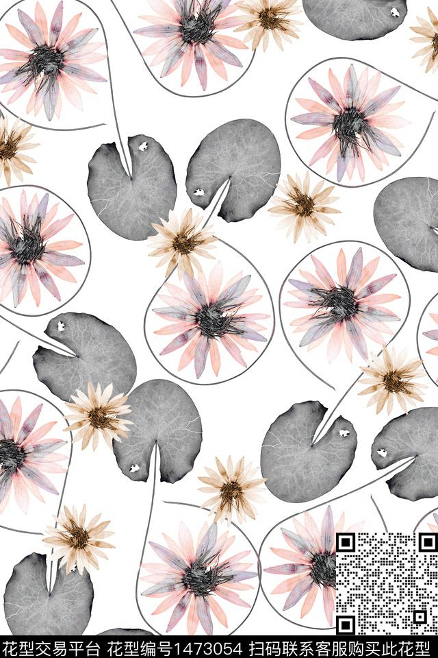 绿植树叶花卉大牌风数码印花华亿平台下载（图片编号: 1473054） - 瓦栏（Walan）