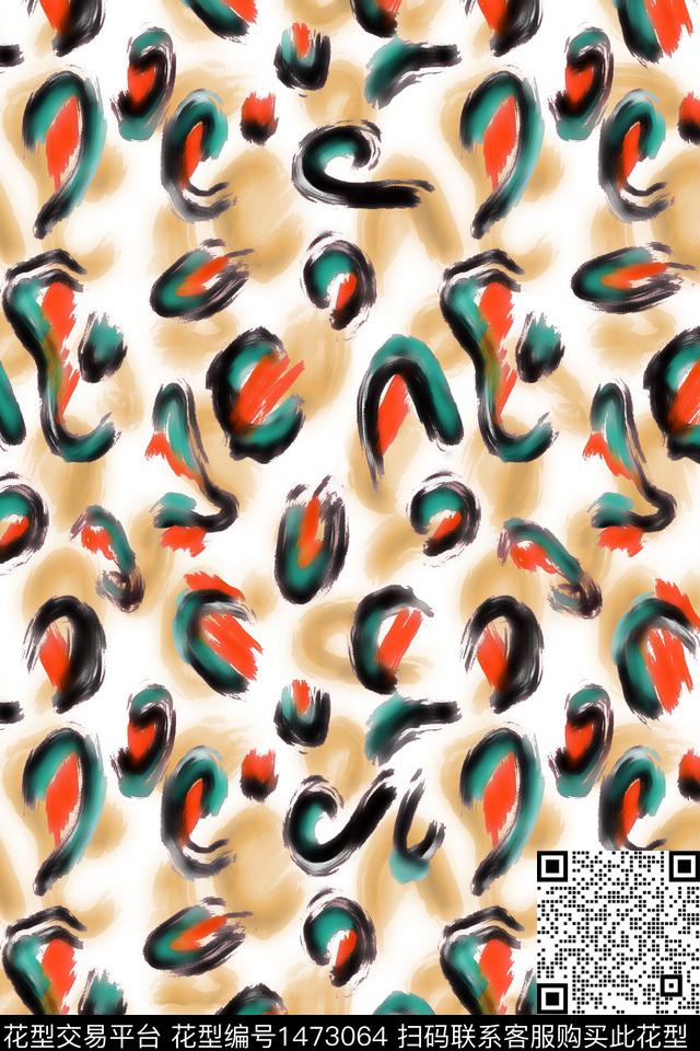 抽象大牌风动物纹数码印花华亿平台下载（图片编号: 1473064） - 瓦栏（Walan）