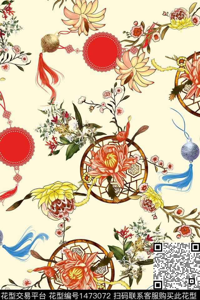 香云纱中国风花卉女装数码印花华亿平台下载（图片编号: 1473072） - 瓦栏（Walan）