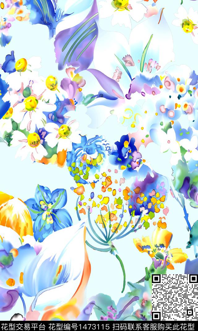 绿植树叶女装花卉数码印花华亿平台下载（图片编号: 1473115） - 瓦栏（Walan）