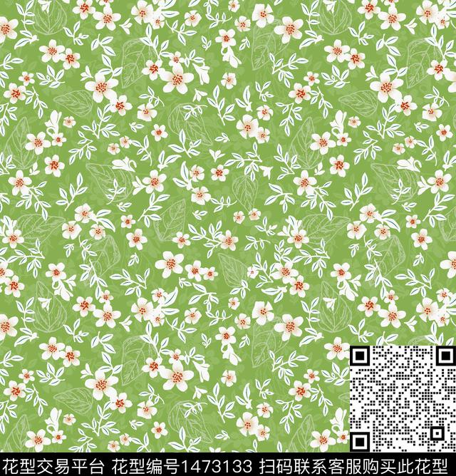 绿植树叶花卉春夏华亿平台数码印花华亿平台下载（图片编号: 1473133） - 瓦栏（Walan）