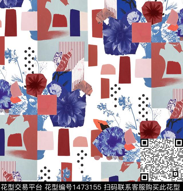 几何花卉年轻女性波点数码印花华亿平台下载（图片编号: 1473155） - 瓦栏（Walan）