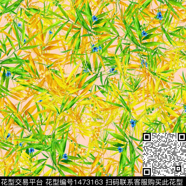 大牌风小碎花竹子数码印花华亿平台下载（图片编号: 1473163） - 瓦栏（Walan）