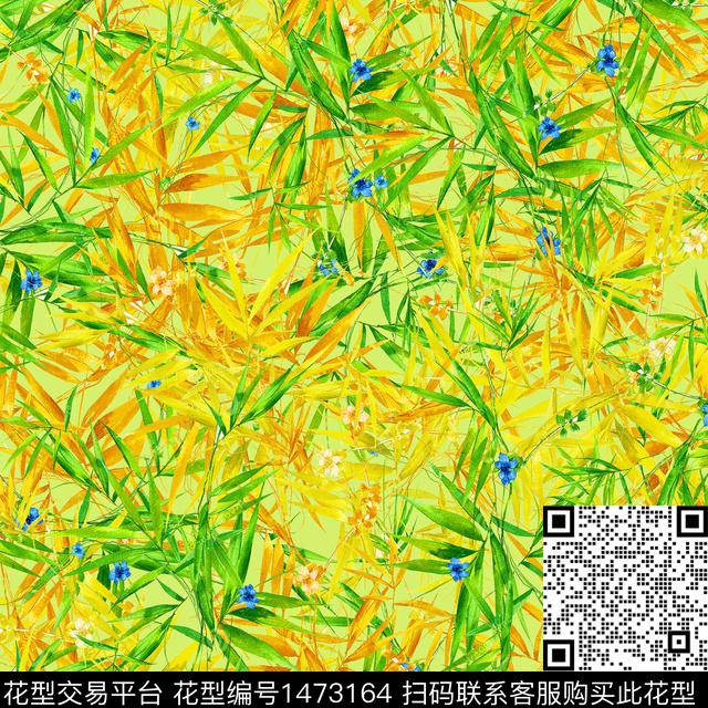 大牌风小碎花竹子数码印花华亿平台下载（图片编号: 1473164） - 瓦栏（Walan）