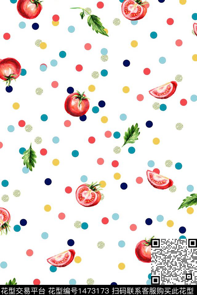 水果真丝波点数码印花华亿平台下载（图片编号: 1473173） - 瓦栏（Walan）