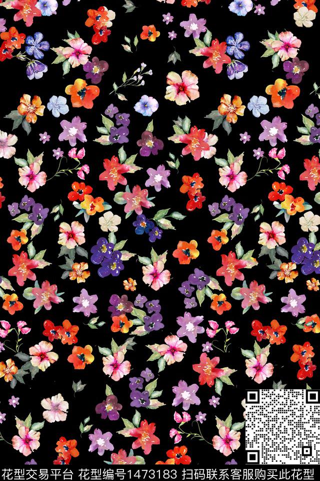 花卉真丝小碎花数码印花华亿平台下载（图片编号: 1473183） - 瓦栏（Walan）