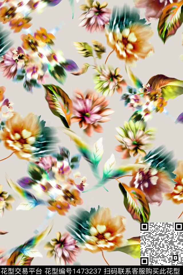 抽象花卉花卉春夏华亿平台数码印花华亿平台下载（图片编号: 1473237） - 瓦栏（Walan）