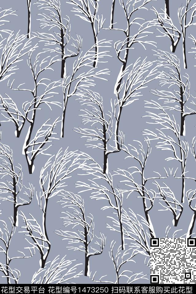 树枝抽象年轻女性数码印花华亿平台下载（图片编号: 1473250） - 瓦栏（Walan）