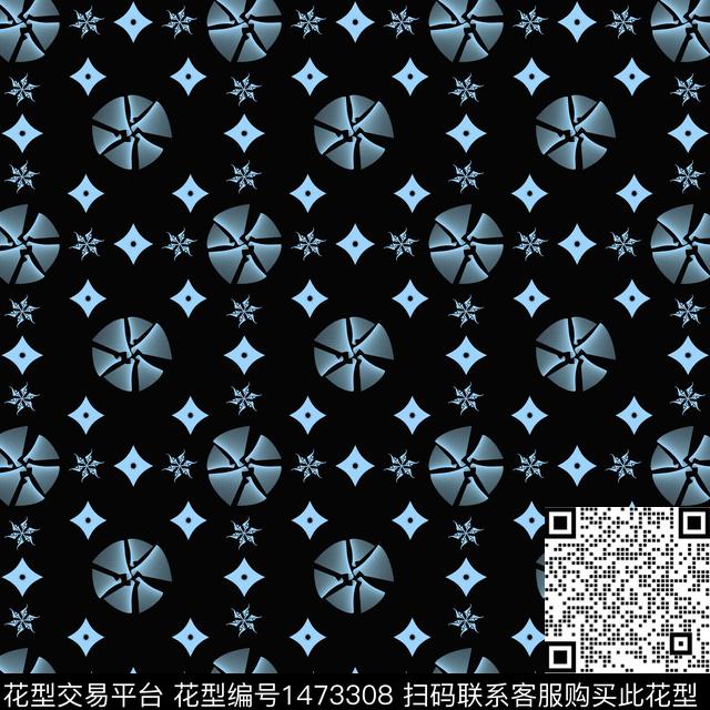 菱形几何传统纹样数码印花华亿平台下载（图片编号: 1473308） - 瓦栏（Walan）