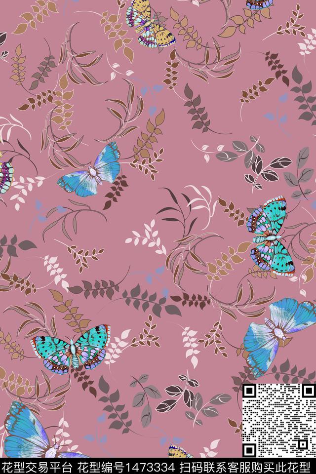 清爽底花卉树枝中老年数码印花华亿平台下载（图片编号: 1473334） - 瓦栏（Walan）