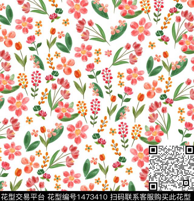 大牌风牡丹小碎花数码印花华亿平台下载（图片编号: 1473410） - 瓦栏（Walan）