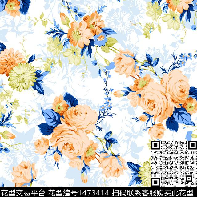 玫瑰花大牌风牡丹数码印花华亿平台下载（图片编号: 1473414） - 瓦栏（Walan）