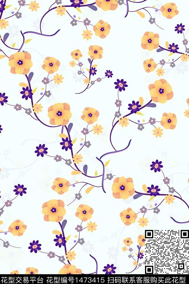 数码华亿平台花卉大牌风数码印花华亿平台下载（图片编号: 1473415） - 瓦栏（Walan）