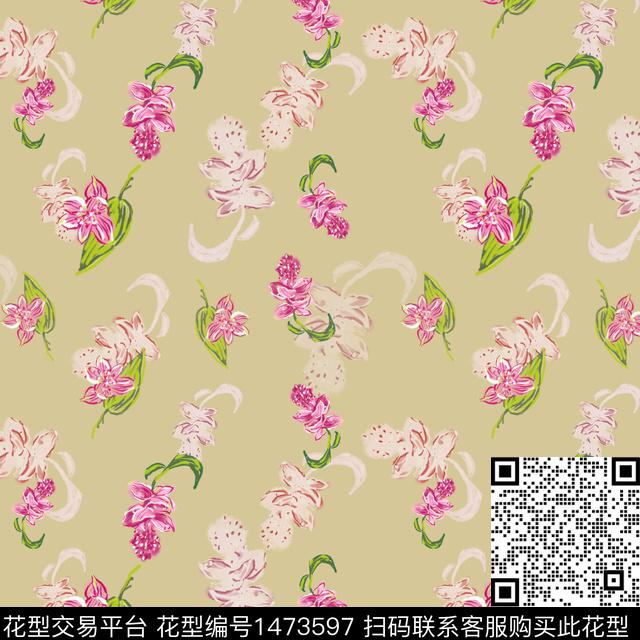 花卉小碎花手绘花卉数码印花华亿平台下载（图片编号: 1473597） - 瓦栏（Walan）