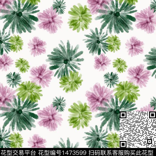 花卉小碎花手绘花卉数码印花华亿平台下载（图片编号: 1473599） - 瓦栏（Walan）