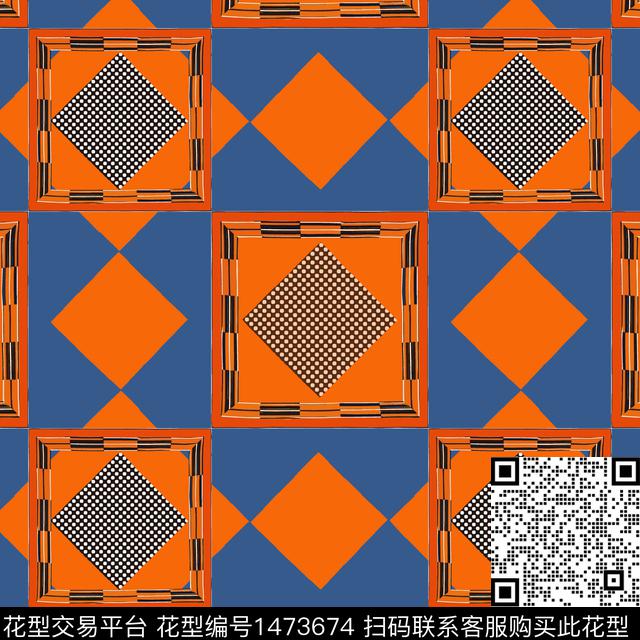 格子几何棋盘格纹传统印花华亿平台下载（图片编号: 1473674） - 瓦栏（Walan）