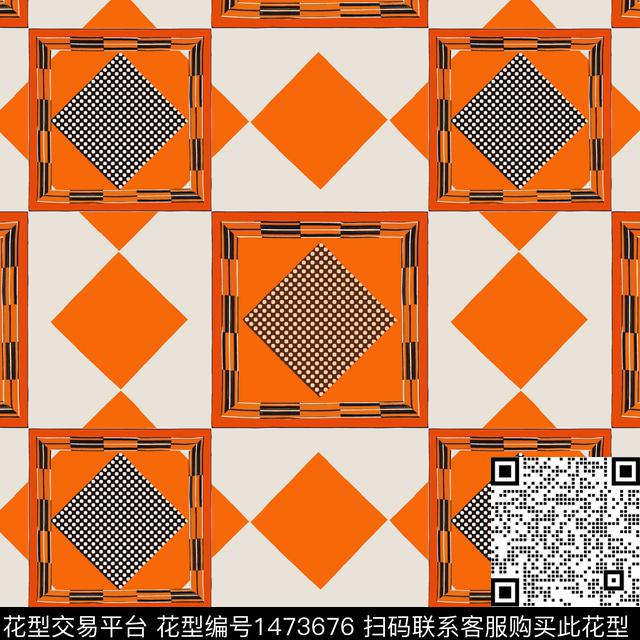 格子几何棋盘格纹传统印花华亿平台下载（图片编号: 1473676） - 瓦栏（Walan）