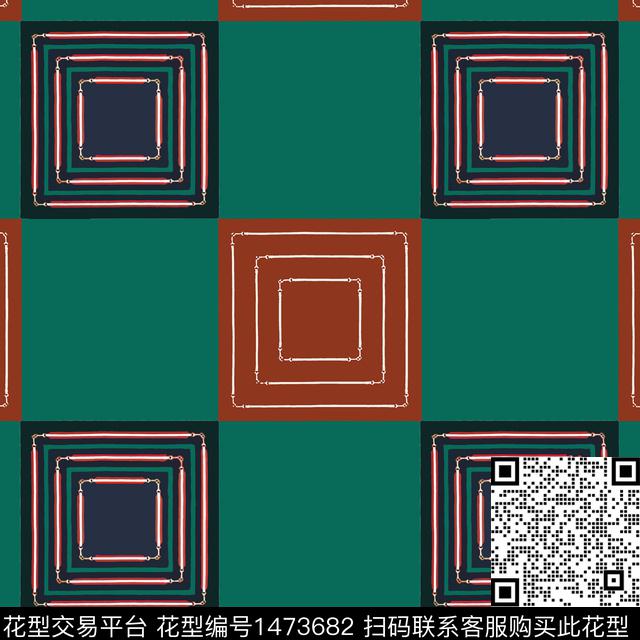 格子几何棋盘格纹传统印花华亿平台下载（图片编号: 1473682） - 瓦栏（Walan）